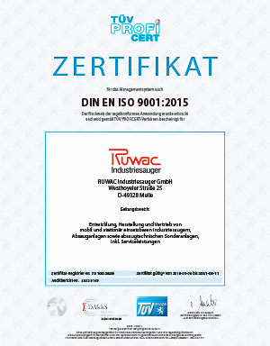 Certyfikat TÜV – jesteśmy certyfikowani wg DIN EN ISO 9001:2015